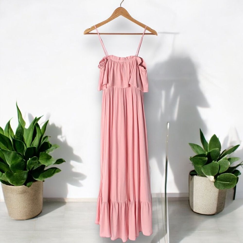 LULUS Women’s Sincerely Yours Blush Pink Ruffled Midi Dress in the Size Small - Picture 7 of 16